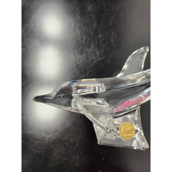 Vintage Crystal D'arque France Genuine Crystal Dolphin Figurine Statue Nautical - Picture 2 of 8